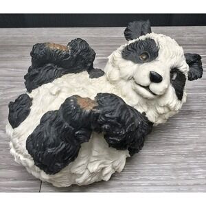 Vintage Panda‎ Bear Heavy Cast Resin Figure Wind Up Musical Nature Art
